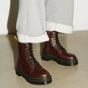 Dr. Martens Women's Jadon Dark Brown Platform Leather Boots Sz: 5